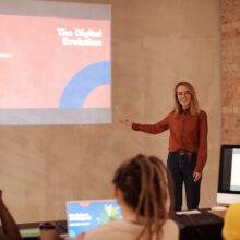 woman giving a presentation