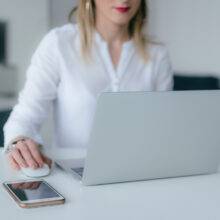 woman on a computer