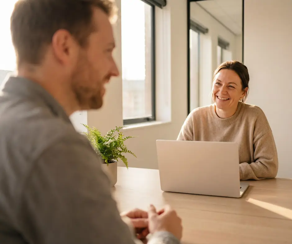 two people in a meeting
